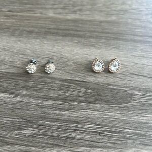 Elegant Silver and Gold Stud Earrings Set